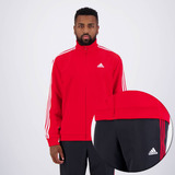 Agasalho adidas 3 Stripes Vermelho E Preto