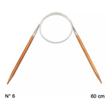 Agulha Circular Círculo De Tricô Bambu 60cm Leve Prática Cor 6,0mm