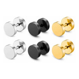 Alargador Falso 3 Pares 8 Ou 10mm- Preto/prata/dourado - Aço