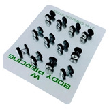 Alargador Falso Preto 10mm Brilho Pedra Strass Brinco 12 Uni