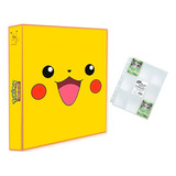 Álbum Pasta Fichário Pokemon + 10 Folhas Pikachu Sorrindo