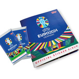 Álbum Uefa Euro 2024 Germany Topps Azul Capa Mole + 120 Pacotes De Figurinhas