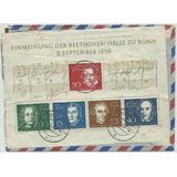 Alemanha 1959 Bloco 2 Beethoven Música Circulado Registrado