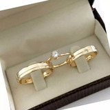 Aliança De Casamento Moeda Antiga 6mm Reta Friso Cor Ouro