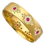 Aliança De Ouro Com Rubis E Diamantes.