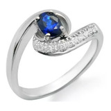 Aliança Safira Ouro Branco 18k E Diamantes