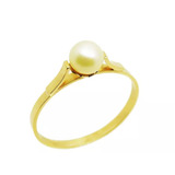 Aliança Solitário Pérola Ouro Amarelo 18k