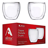 Allmix Copo Vidro Dupla Parede 250ml Café E Chás