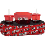 Almofada Boccati Com Pipoqueira E Dois Copos Nightflix Cor Vermelho Desenho Do Tecido Listrado