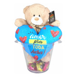 Almofada Coração Urso Pelúcia Balde Amor Toda Hora Namorados