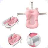 Almofada Térmica Para Banho Do Bebê Macio Com Alça Segurança Cor Rosa
