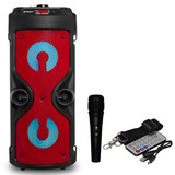 Alto Falante Portátil Bluetooth 16w Usb Led Com Microfone E Controle Livstar Cnn-439sp Cor Vermelho