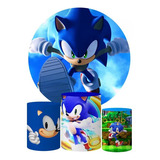 Aluguel Decoração Kit Festa Sonic Cilindros + Painel + Capas