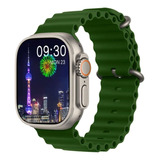 Amax Ultra Smartwatch Completo Com 2 Pulseiras Caixa Cinza Pulseira Verde Bisel Cinza Desenho Da Pulseira Milanese