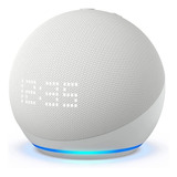Amazon Echo Dot 5th Gen With Clock Com Assistente Virtual Alexa, Display Integrado - Glacier White 110v/240v