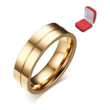  Anel Aliança Masculina Noivado Titânio Banhado A Ouro 18k