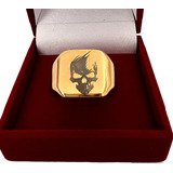 Anel Caveira Masculino Punk Gótico Crânio Banhado A Ouro 18k
