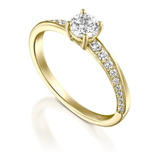 Anel De Noivado Solitario Ouro 18k Diamante Aliança Luxo