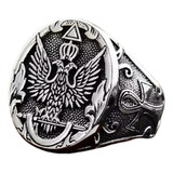 Anel Masculino Águia Tribal Brasão Aço Inoxidável 316 L Top