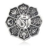 Anel Simbolos Auspiciosos Budismo Prata 925 Fp - 11052201