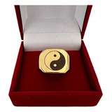 Anel Yin Yang Masculino Comendador Banhado A Ouro 18k Luxo