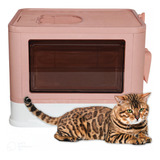 Animaux Banheiro Gato Fechado Anti-odor Pá Coçadinha Luxo Cor Rose Médio Premium
