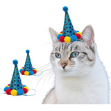 Aniversário De Cachorro Gato Chapéu Azul Pet Com Elástico