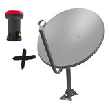 Antena Digital Chapa Parabolica 60cm Ku C/ Lnbf Simples Ku Cor Cinza