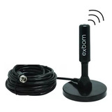 Antena Digital Exbom Tv Metros 4k Amplificada Interna Externa Base Imã