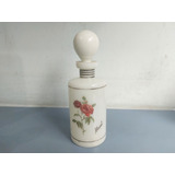 Antiga E Bela Garrafa Em Opalina Branca Com Decalque De Rosa