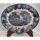 Antiga Travessa Inglesa Wood 36 Cm Fazendinha Floral Azul