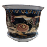 Antigo Cachepo Em Porcelana Oriental - R 10793