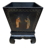 Antigo Cachepot Floreira Chinesa Madeira Chinoiserie