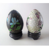 Antigo Par De Ovos Em Cloisonne Com Peanha 7880 Rrdeco