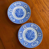 Antigo Par De Pratos Porcelana Inglesa Ridgway Azul E Branco