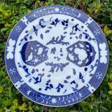 Antigo Prato Porcelana Inglesa Borrão Azul E Branco Derby