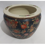 Antigo Vaso Cachepot Em Porcelana Chinesa Pintura Á Mão 