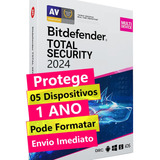 Antivírus Bitdefender Total Security 5 Dispositivos 1 Ano