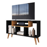 Aparador Rack Bancada Zara Para Tv De Até 43 Polegadas Com Prateleira E Nichos Para Sala De Estar Preto Casa Jd Nova Decor