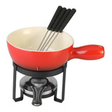 Aparelho Fondue 8 Pçs Para Queijo De Cerâmica Vermelho - Lyor