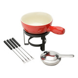Aparelho Fondue 8 Pçs Para Queijo De Cerâmica Vermelho - Lyor