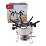 Aparelho Fondue Inox Chocolate Carne Queijo Completo 10peças