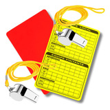 Apito Metal Cordão Cartão Vermelho Amarelo Kit Arbitro Juiz