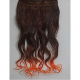 Aplique Colorido Laranja Cabelo Ombre Hair Fibra Sintética