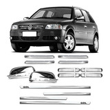 Aplique Cromo Gol G4 Maçaneta Retrovisor Grade Friso Slim 4p