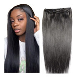 Aplique De Cabelo Humano Tic Tac Liso 60cm 100 Grs 2 Telas
