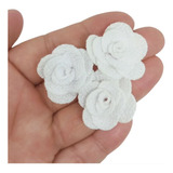 Aplique Laços Flor De Tecido Poliéster 3cm 10unidades Branca
