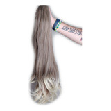 Aplique Rabo De Cavalo Com Piranha Liso 60cm Loiro Platinado