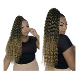 Aplique Rabo De Cavalo Fibra Orgânica 80 Cm Cacheado