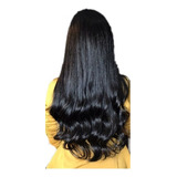 Aplique Tic Tac Alongamento De Cabelo Preto Ondulado / 60cm
